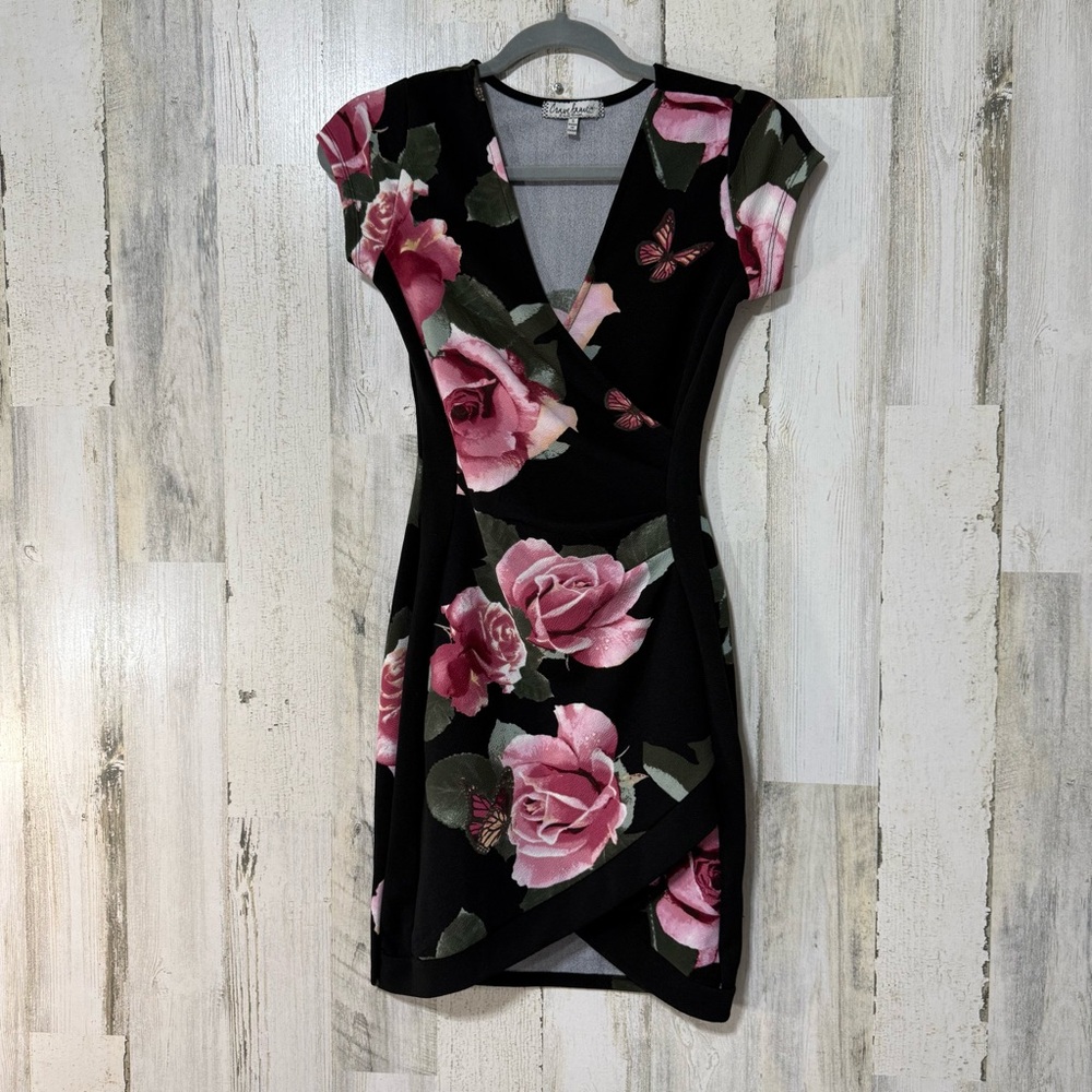Almost Famous Black and Pink Floral Mini Dress